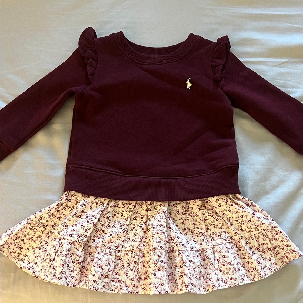 Ralph Lauren Maroon Sweatshirt with Floral Skirt